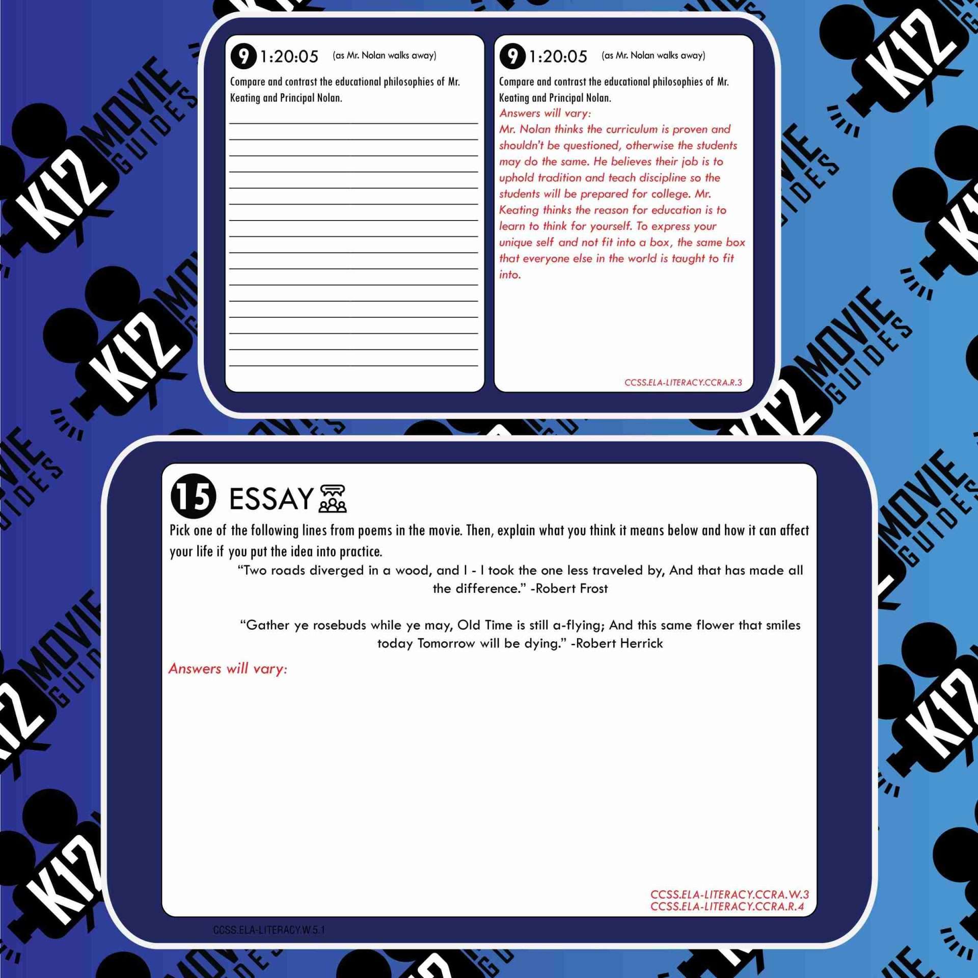 Dead Poets Society Movie Guide | Questions | Worksheet (PG - 1989) Free Sample