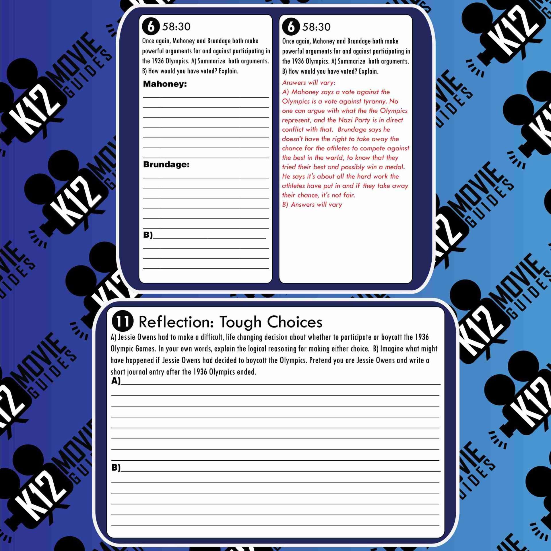 Race (Jessie Owens Story) Movie Guide | Questions | Worksheet (PG13 - 2016) Sample
