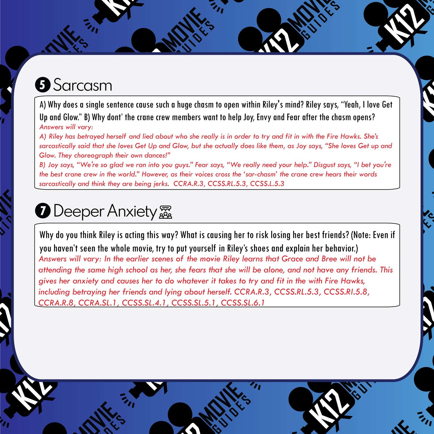 Teach CCSS with a 3 minute clip from Inside Out 2 (2024) Sample