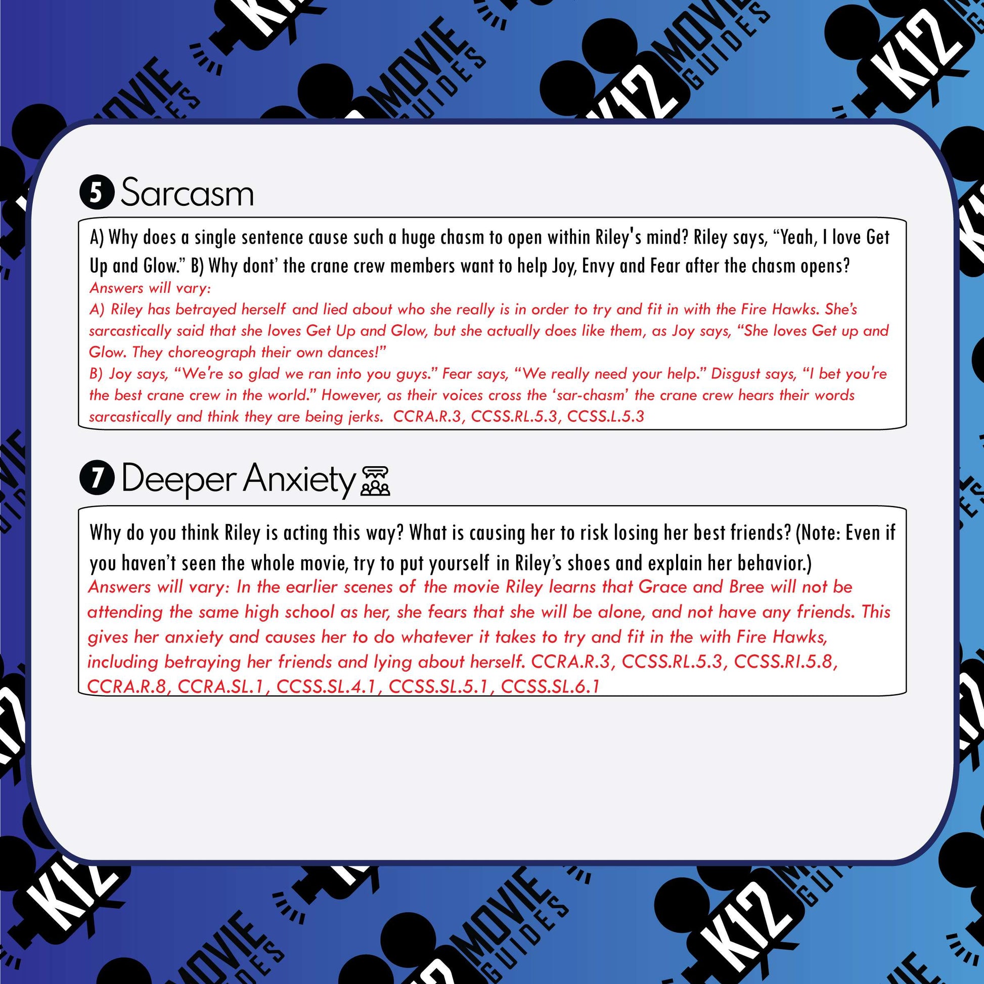 Teach CCSS with a 3 minute clip from Inside Out 2 (2024) Sample