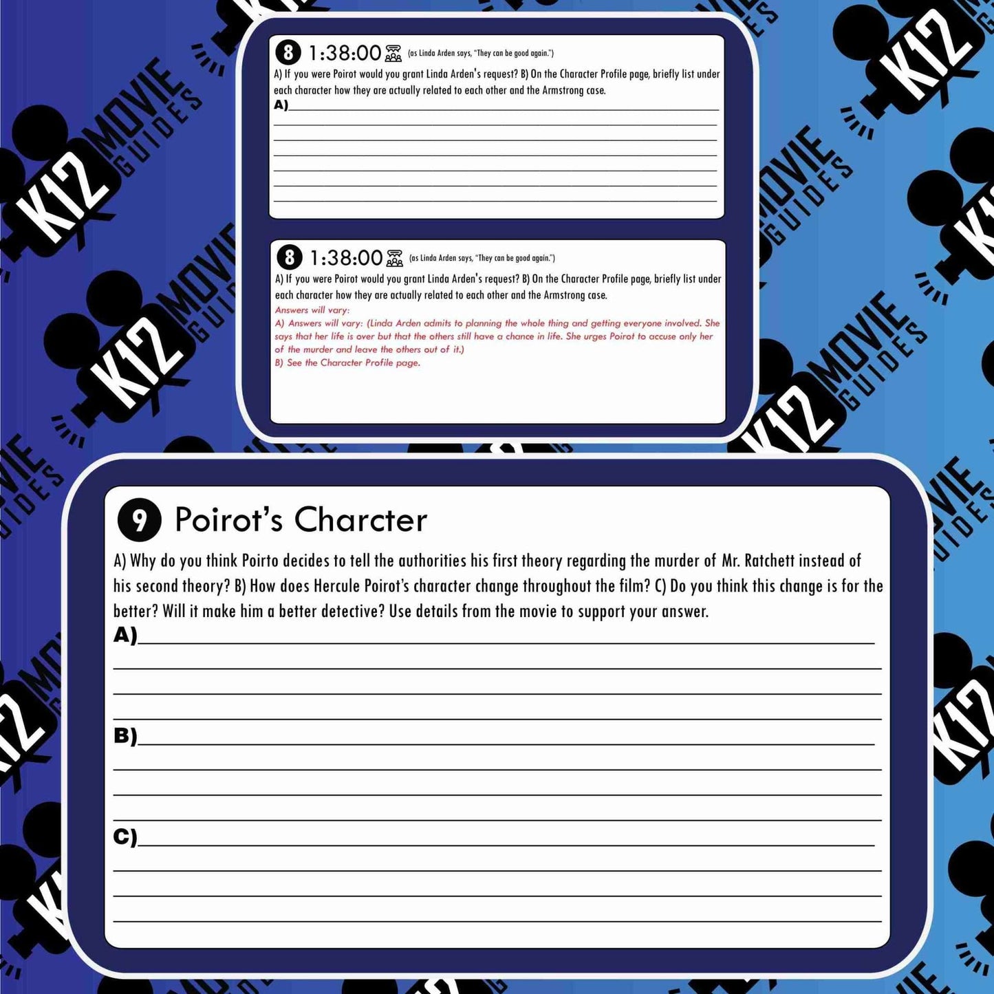 Murder on the Orient Express Movie Guide | Worksheet | Character Analysis (PG13 - 2017) Sample