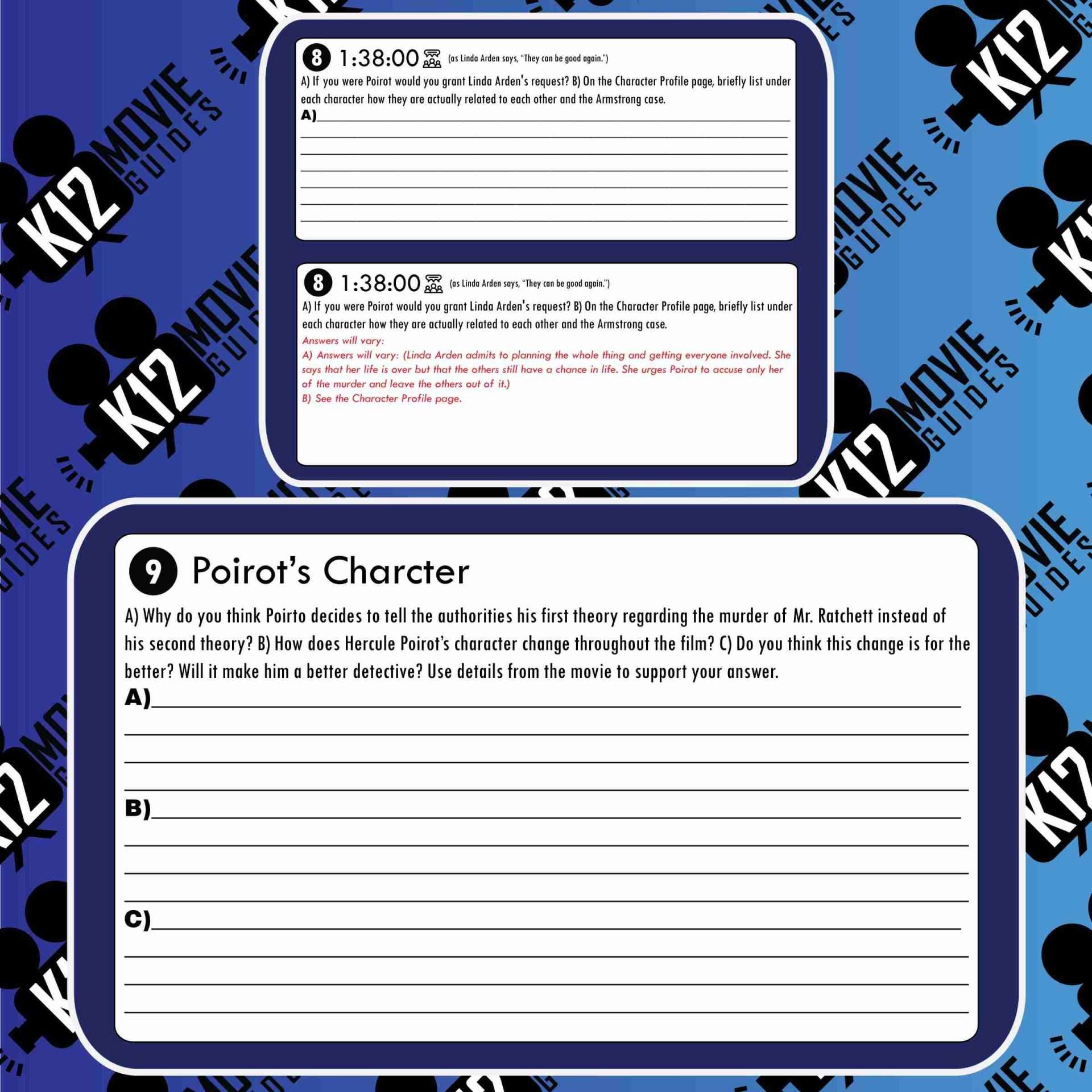 Murder on the Orient Express Movie Guide | Worksheet | Character Analysis (PG13 - 2017) Sample