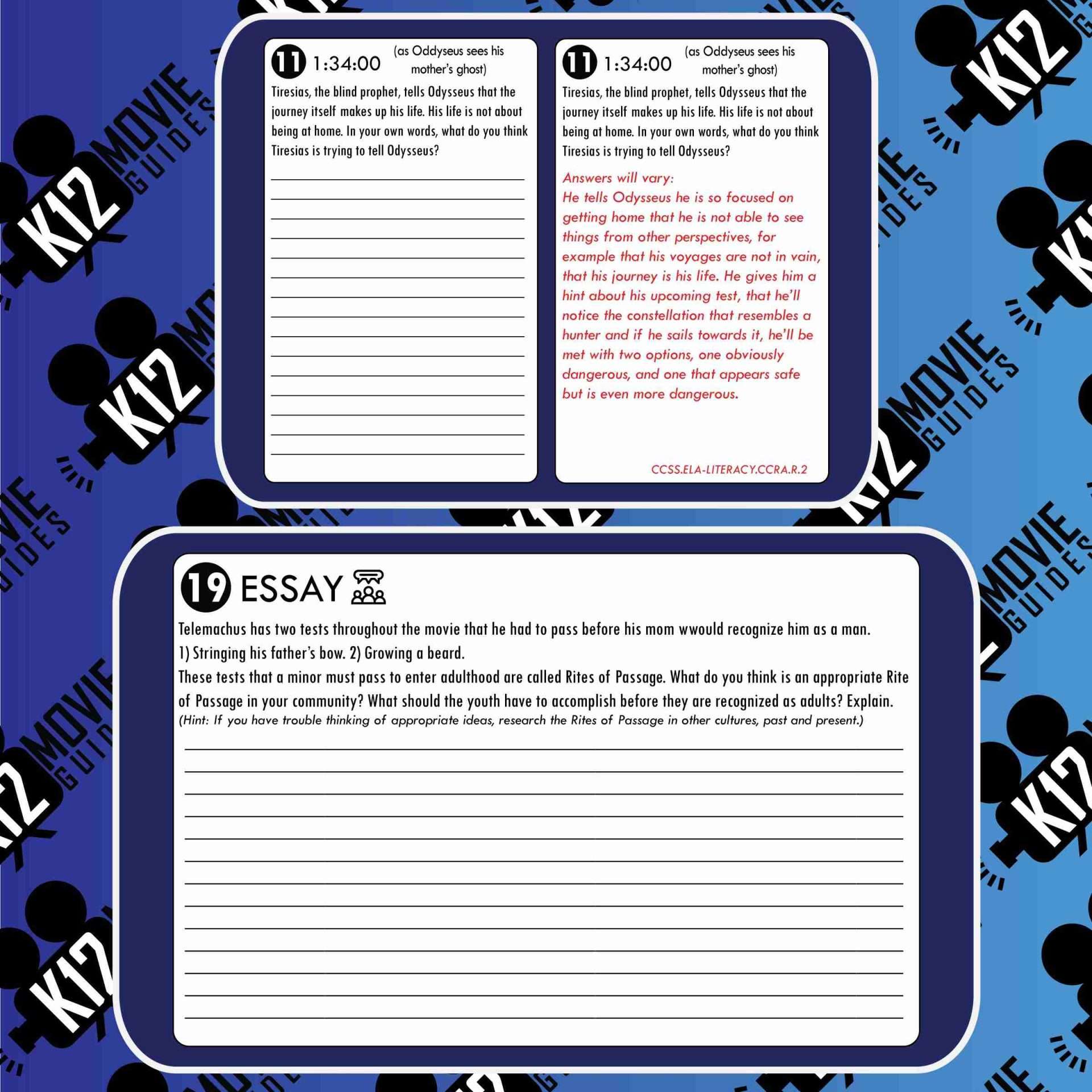 The Odyssey Movie Guide | Questions | Worksheet (PG13 - 1997) Free Sample