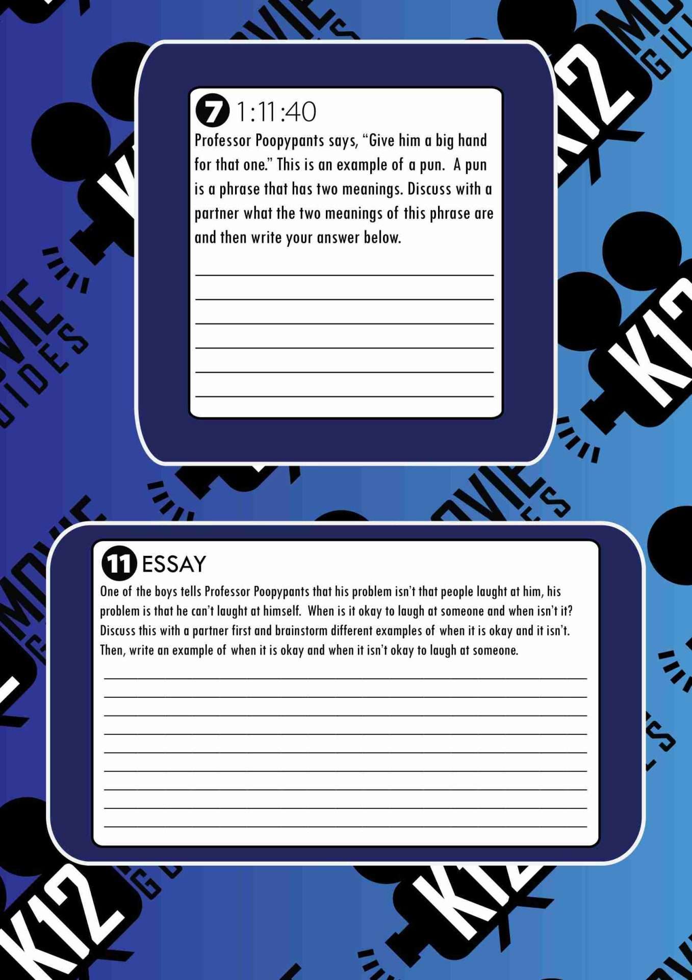 Captain Underpants Movie Guide Questions Sample