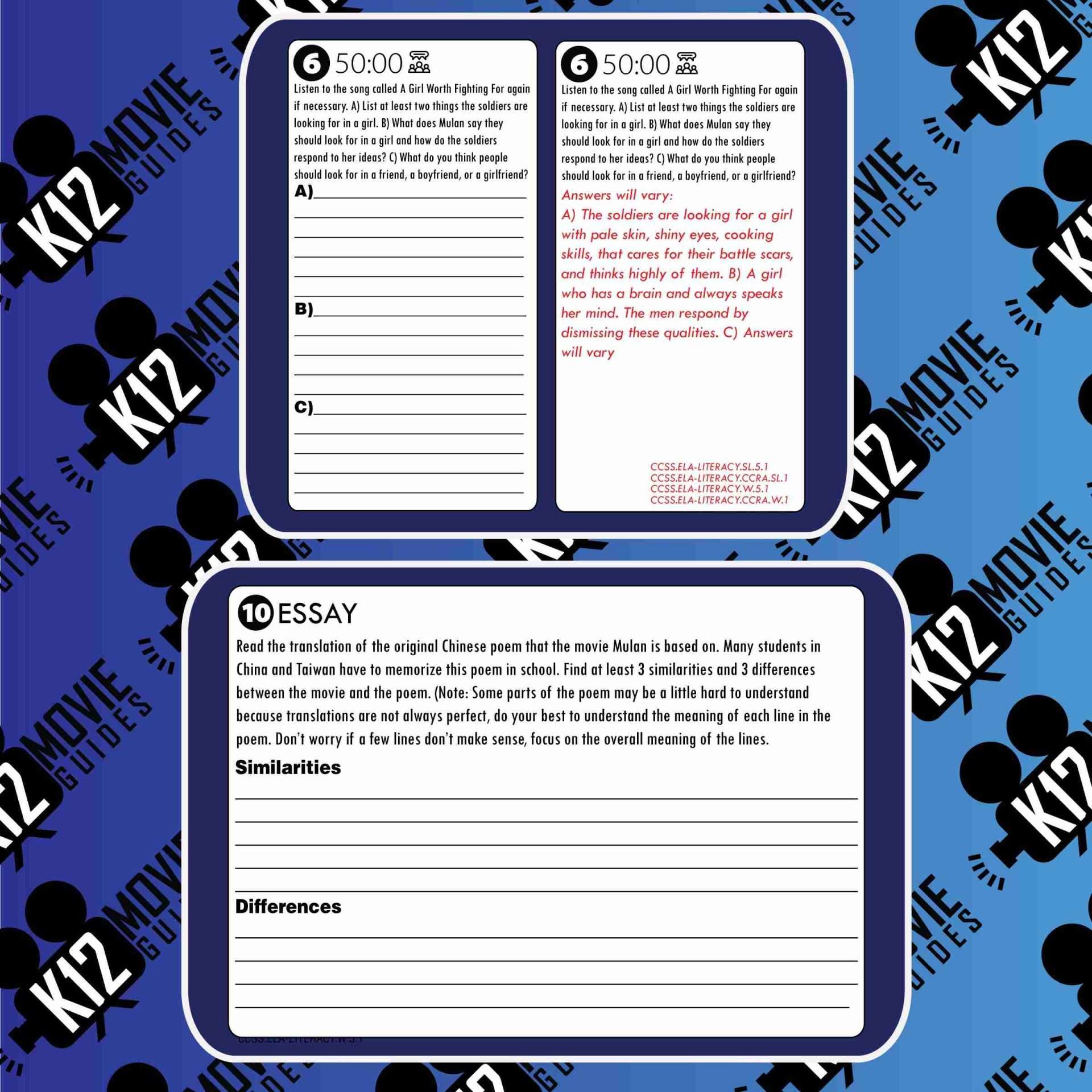 Mulan Movie Guide | Questions | Worksheet | Google Form (G - 1998) Free Sample