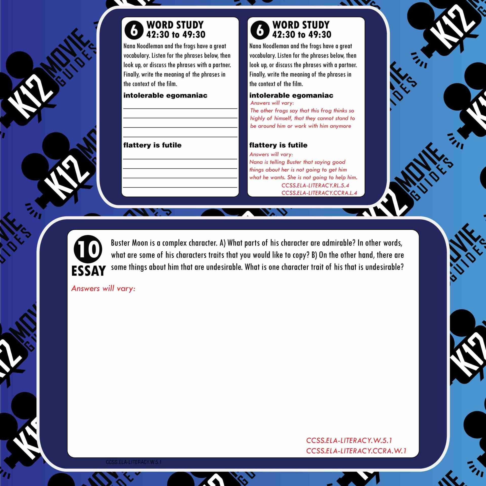 Sing Movie Guide | Questions | Worksheet (PG - 2016) Free Sample