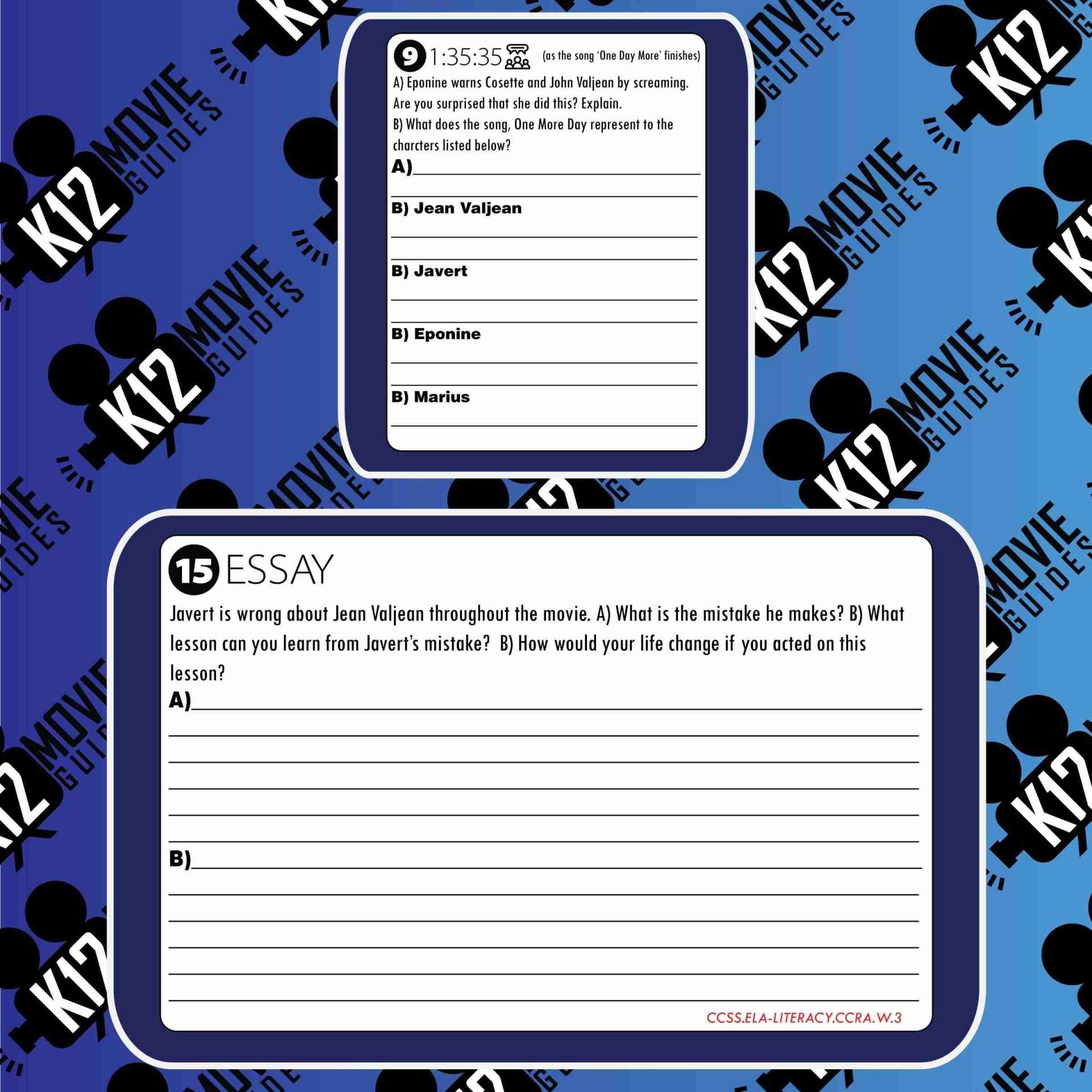 Les Misérables Movie Guide | Questions | Worksheet (PG13 - 2012) Free Sample