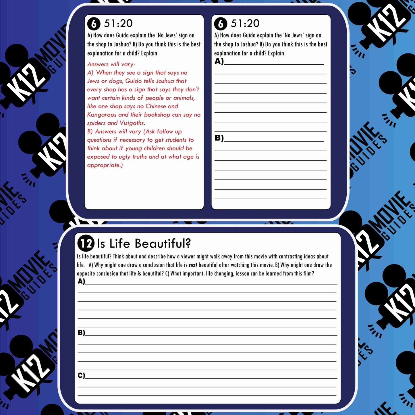 Life is Beautiful Movie Guide | Questions | Worksheet (PG13 - 1997) Sample