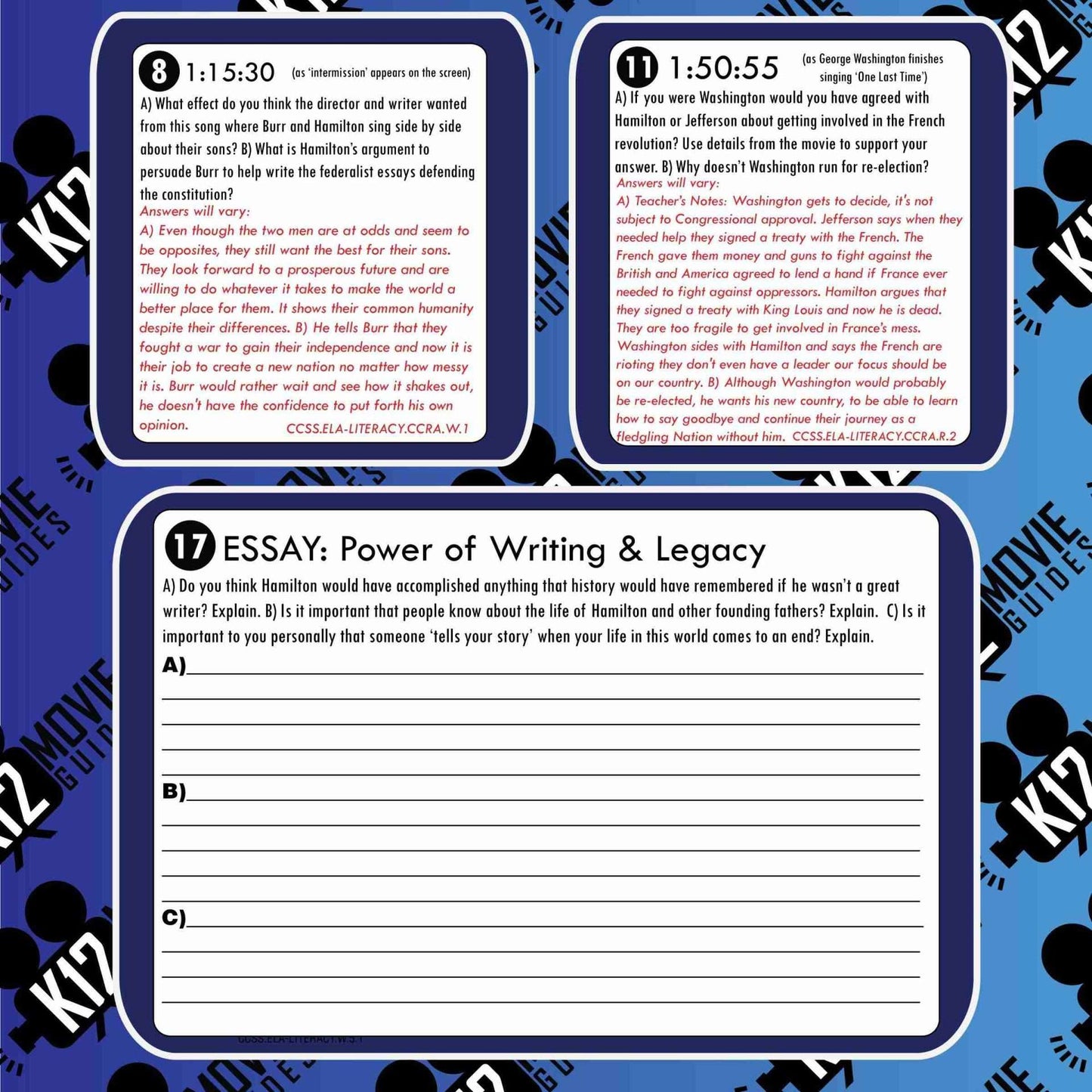 Hamilton Movie (Broadway Musical) Guide | Questions | Google Forms (PG13 - 2020) Free Sample