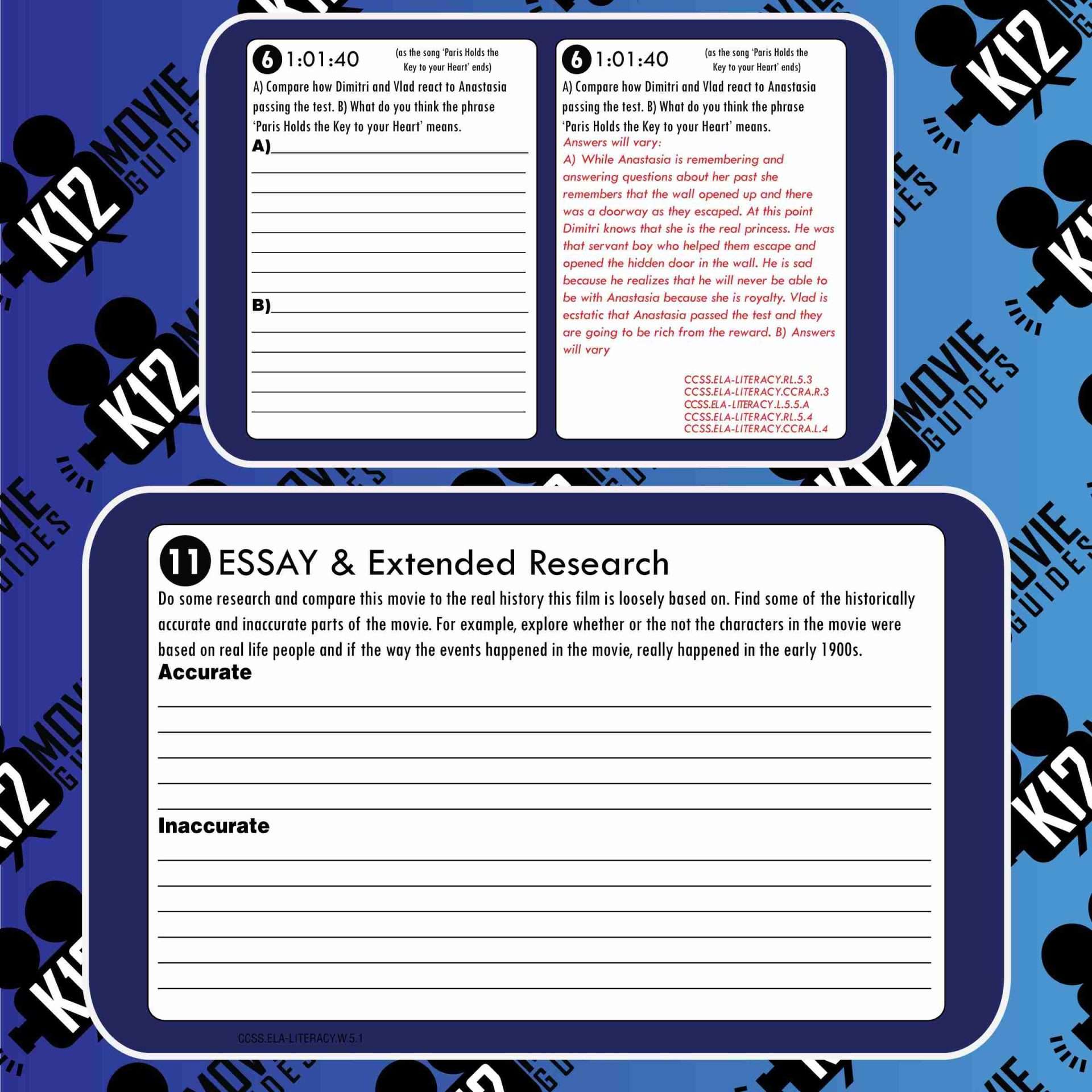 Anastasia Movie Guide | Questions | Worksheet (G - 1997) Free Sample