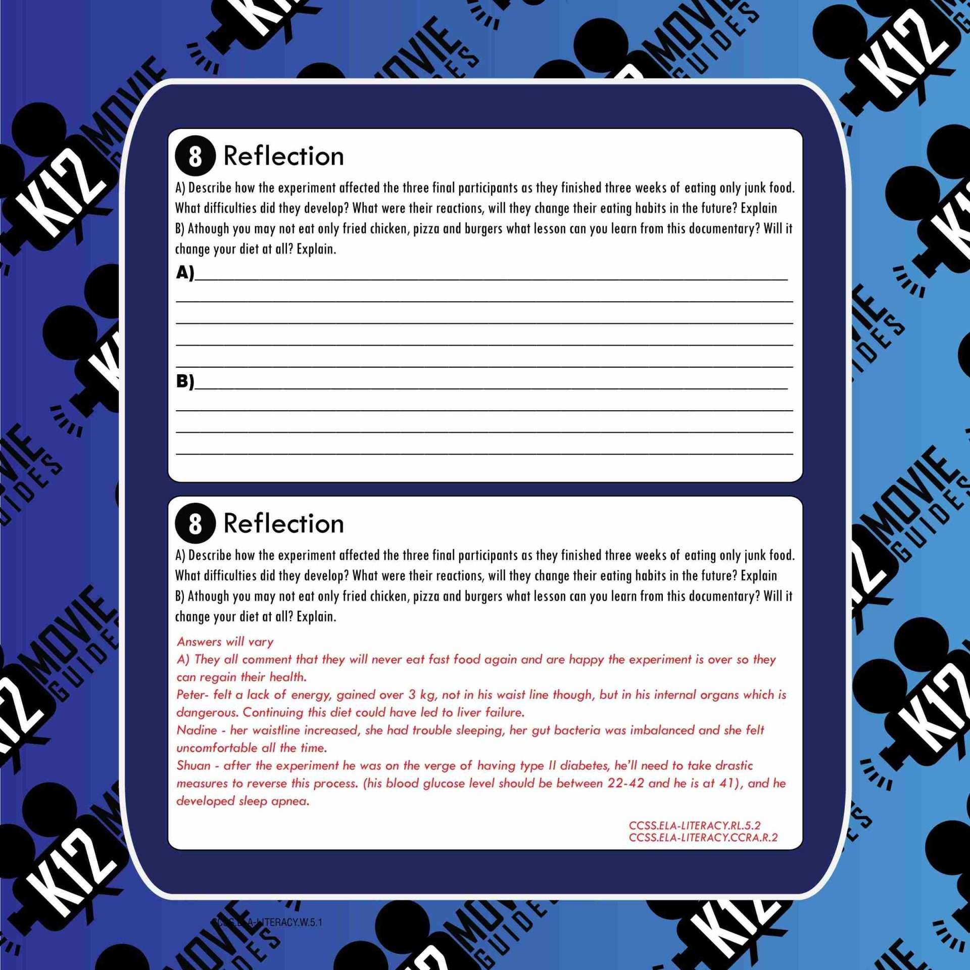 The Junk Food Experiment Documentary Movie Guide | Questions | Worksheet (NR - 2019) Free Sample