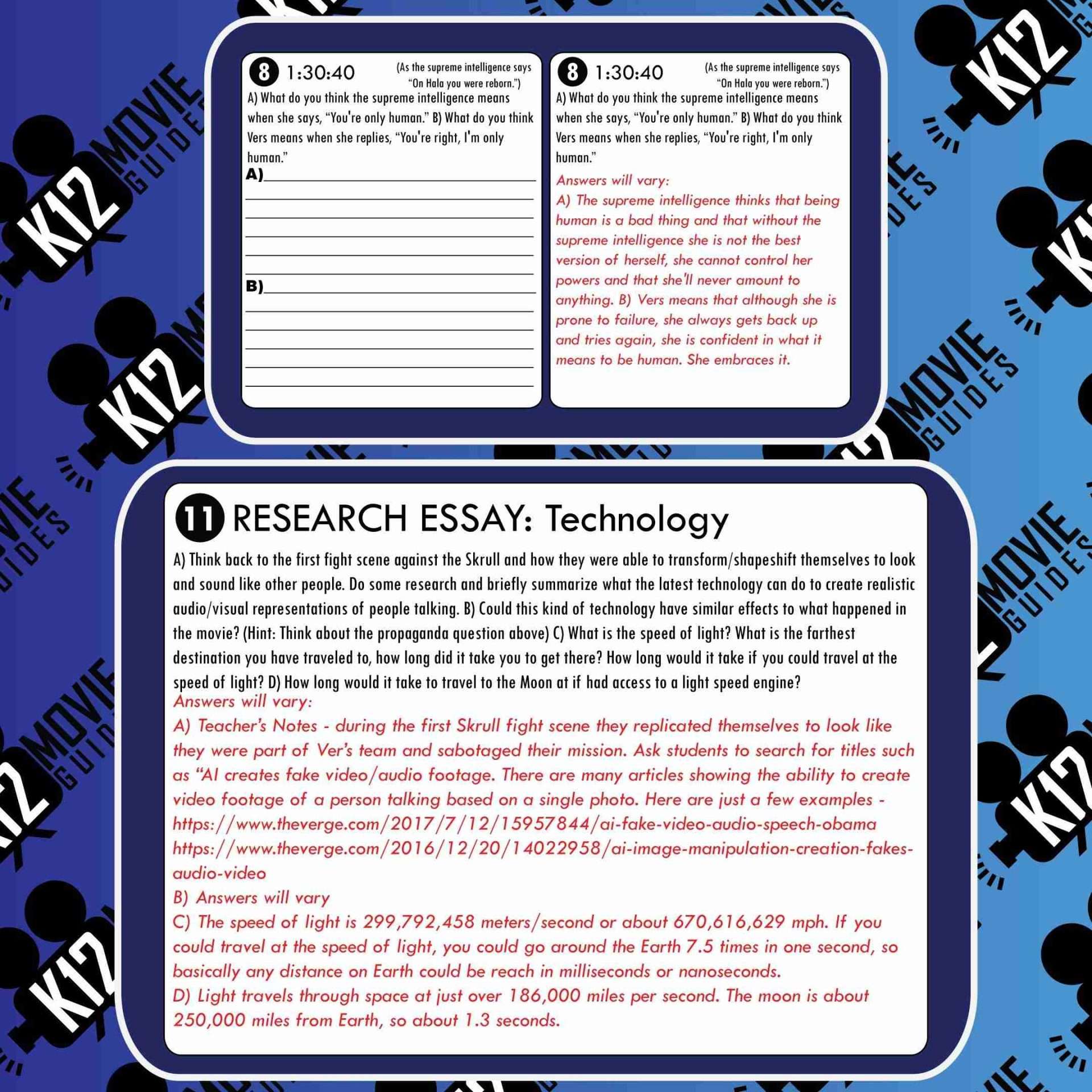 Captain Marvel Movie Guide | Questions | Worksheet (PG13 - 2019) Free Sample
