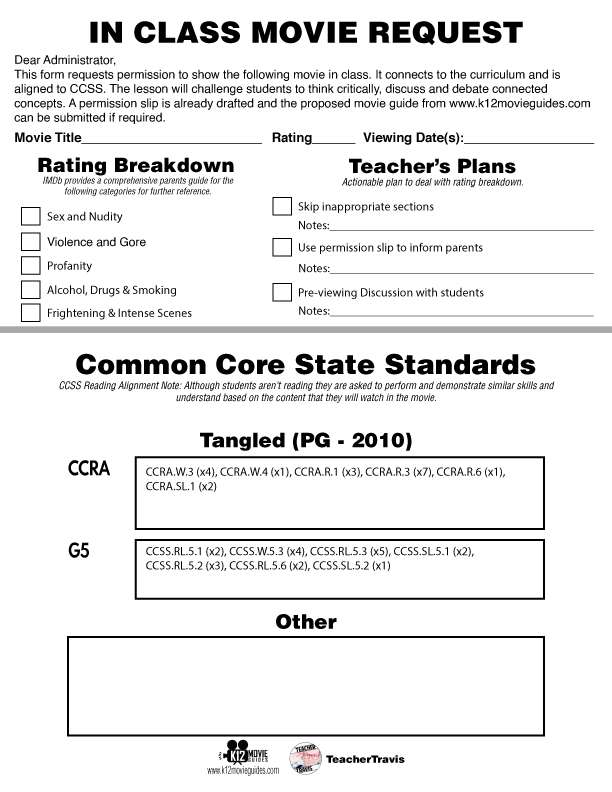 Movie Guide made for Tangled (PG - 2010) CCSS