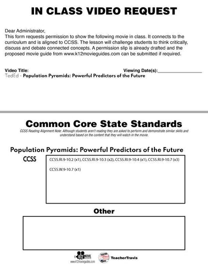 Population Pyramids YouTube Video Guide CCSS