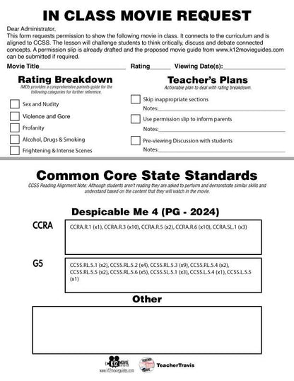 Despicable Me 4 (PG - 2024) Movie Guide Questions Sample