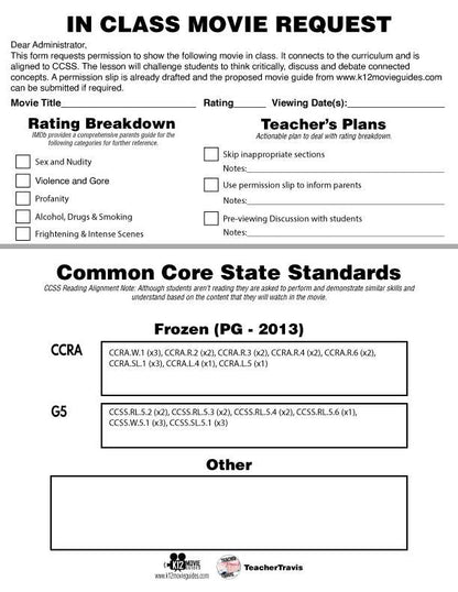 Movie Guide made for Frozen (PG - 2013) CCSS