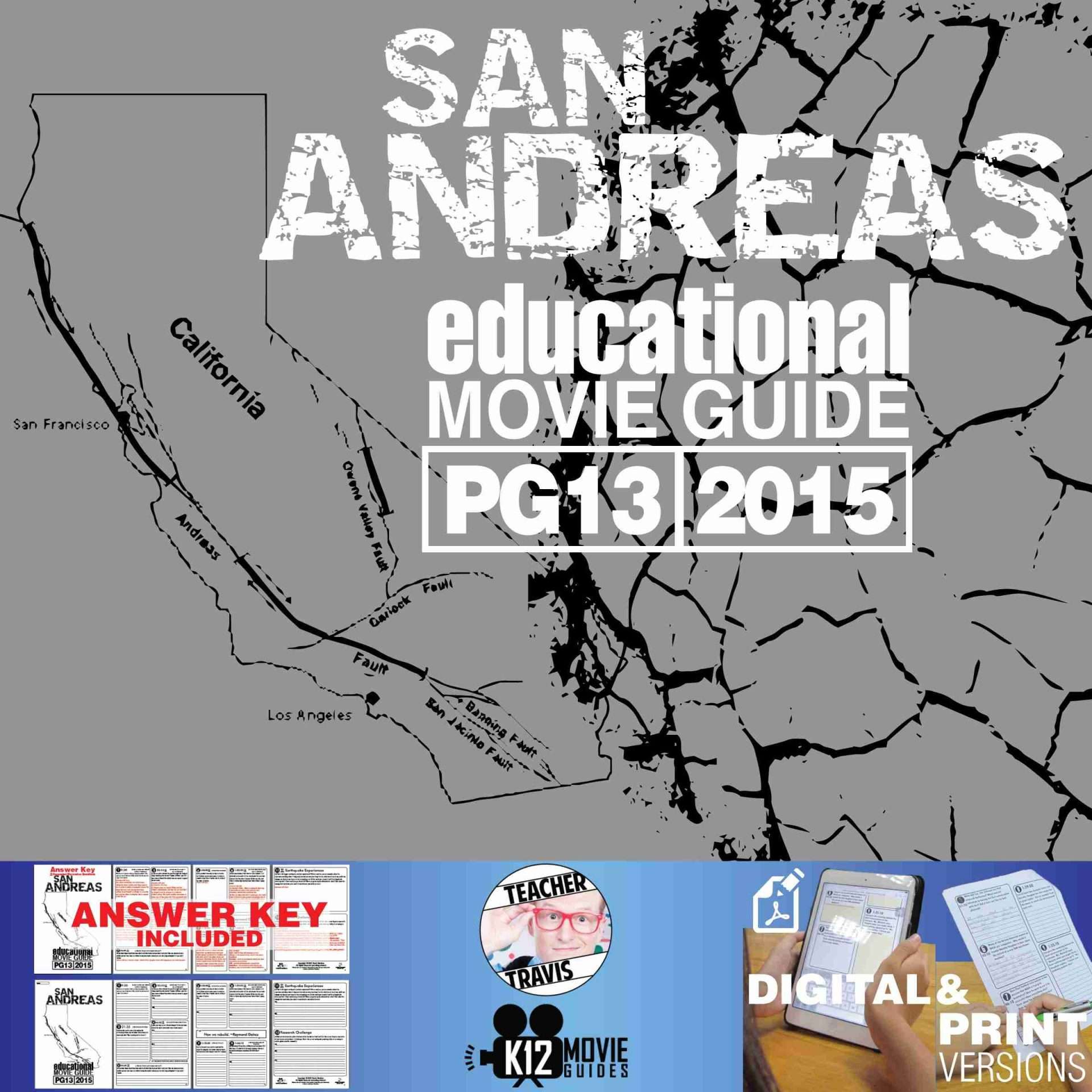 San Andreas Movie Guide | Questions | Worksheet (PG13 - 2015) Cover