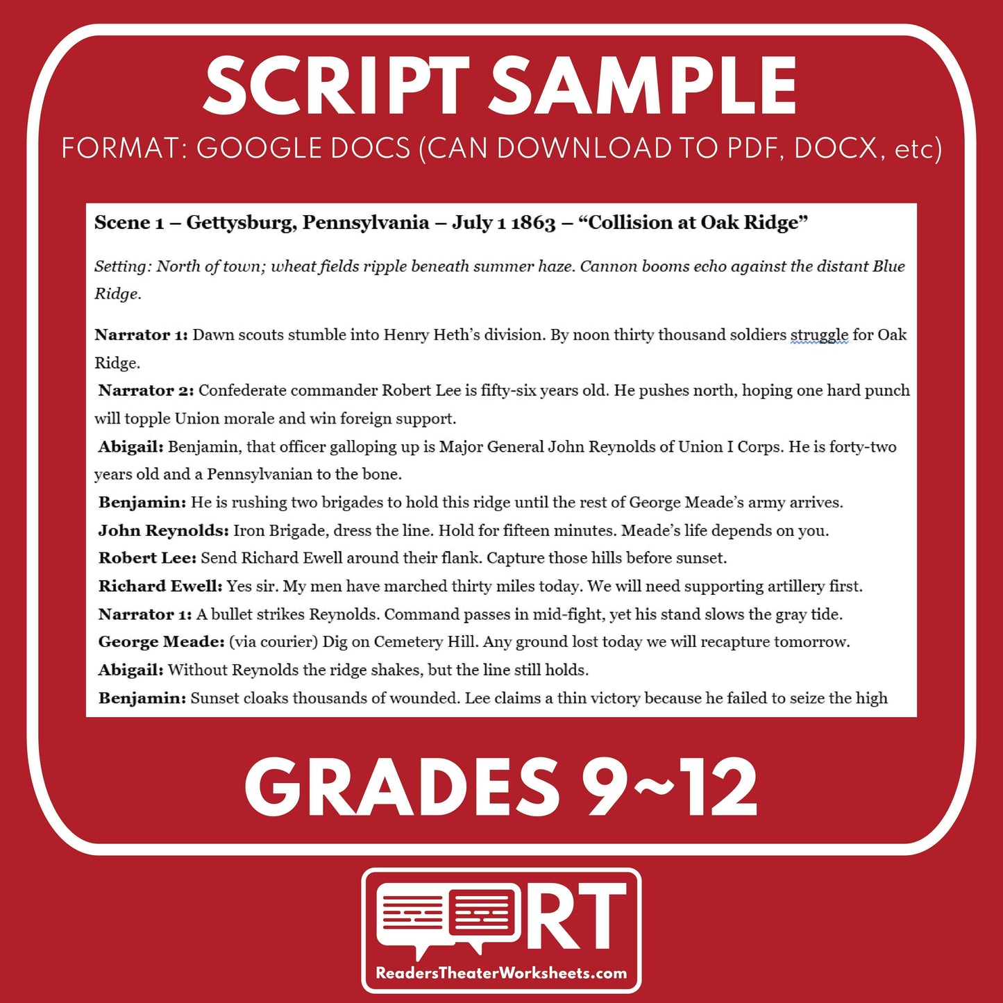 Civil War Unit – Turning the Tide Readers Theater Script (Part 3 of 5)