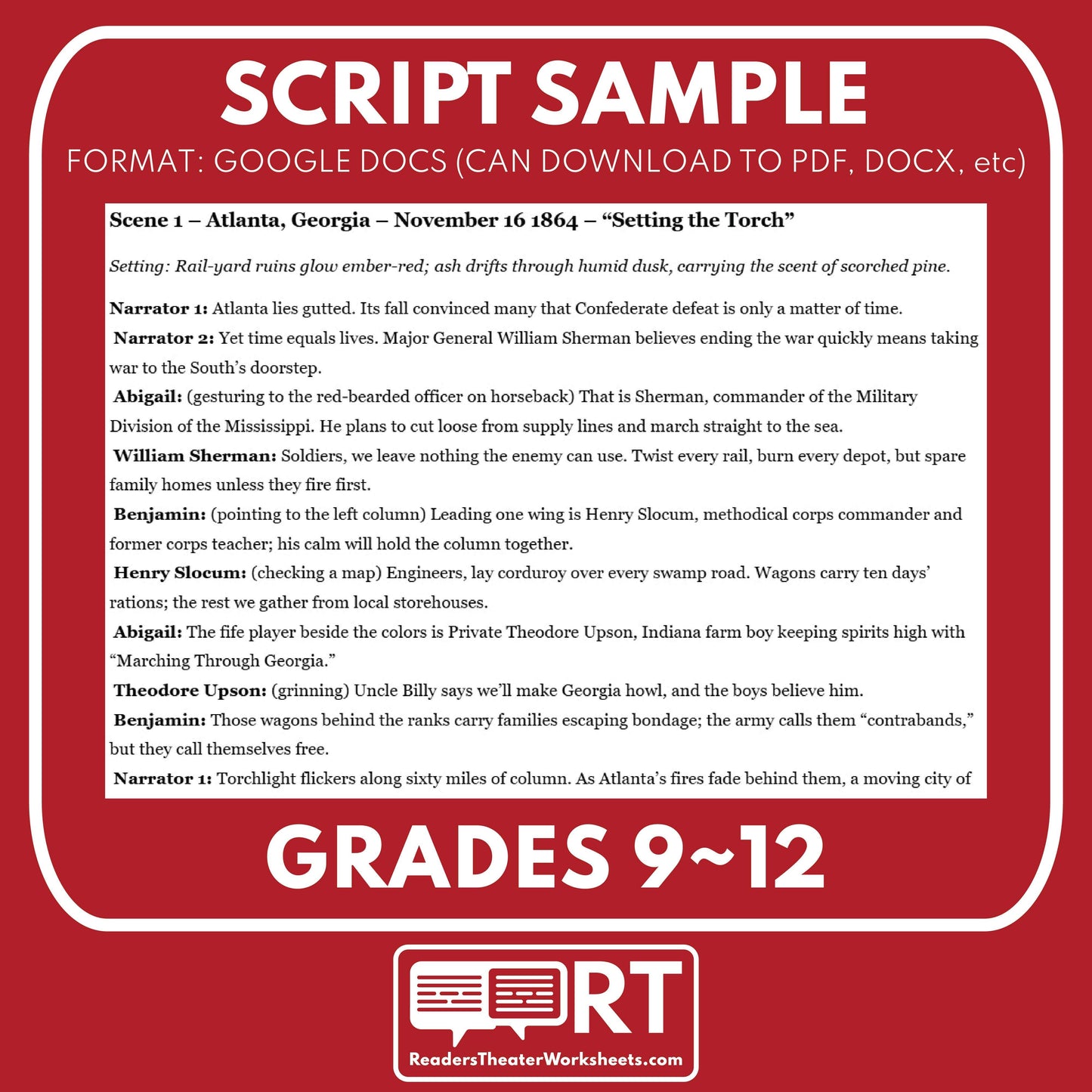 Civil War Unit – War Is All Hell Readers Theater Script (Part 4 of 5)
