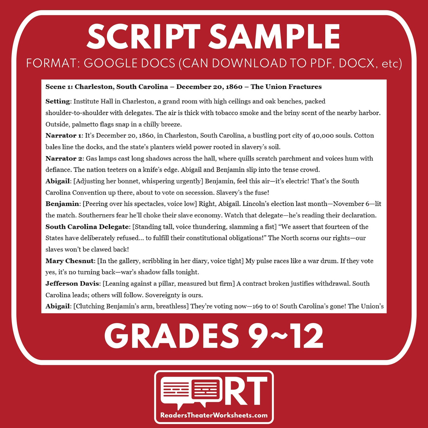 Civil War Unit – Igniting a Nation Readers Theater Script (Part 1 of 5) preview image 2