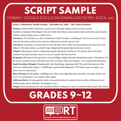 Civil War Unit – Igniting a Nation Readers Theater Script (Part 1 of 5)