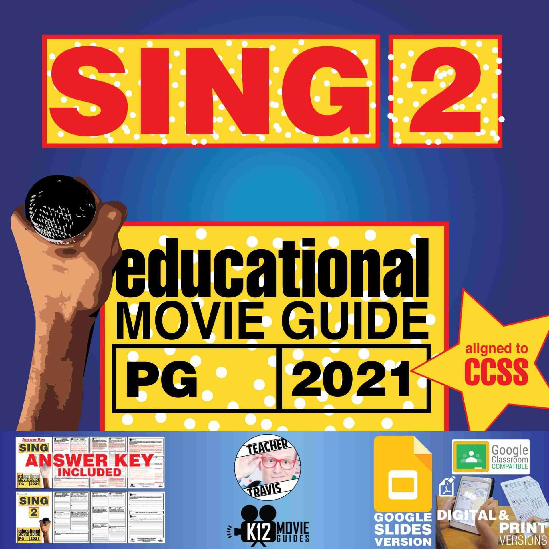 Sing 2 Movie Guide | Worksheet | Questions | Google Slides (PG - 2021) Cover