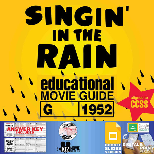 Singin' in the Rain Movie Guide | Worksheet | Questions | Google (G - 1952) Cover