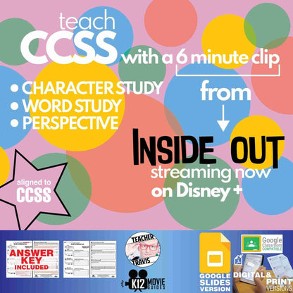 Teach CCSS with Inside Out Using a Short Clip | Character Study | Google Slides