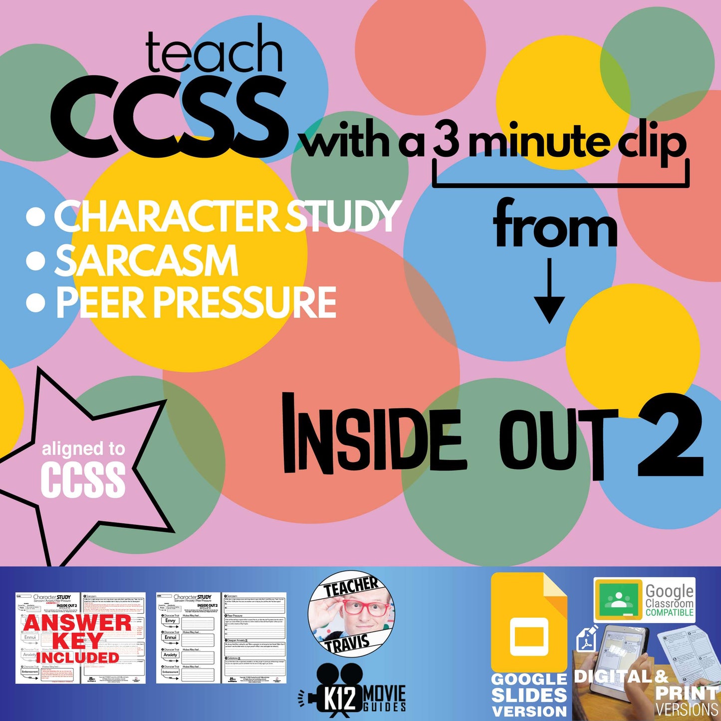 Teach CCSS with a 3 minute clip from Inside Out 2 (2024) Cover