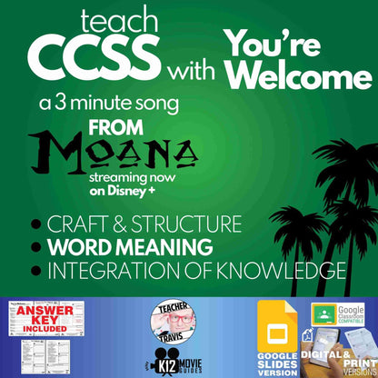 Teach CCSS with Moana's Song You're Welcome | Reading Literature | Theme | Cover