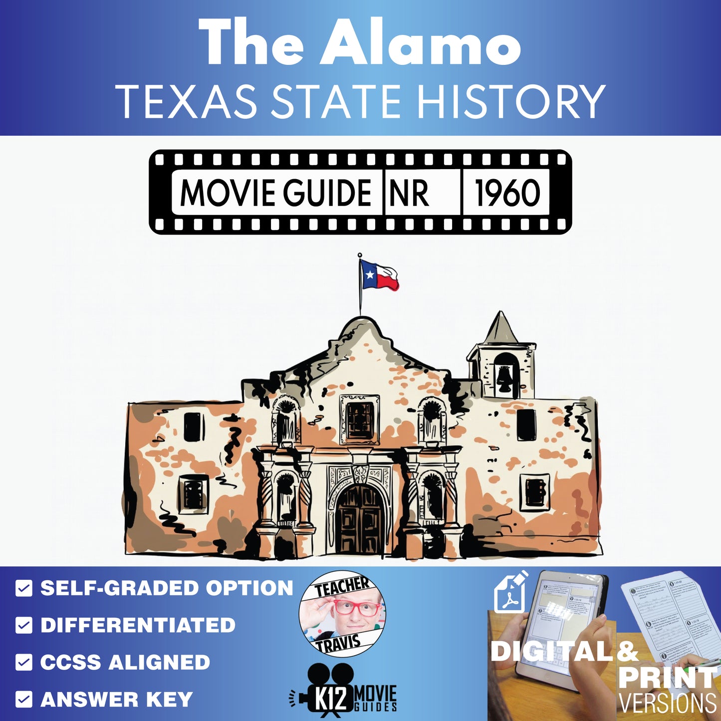 Texas State History: The Alamo Film Quiz & Movie Guide Questions (NR - 1960)