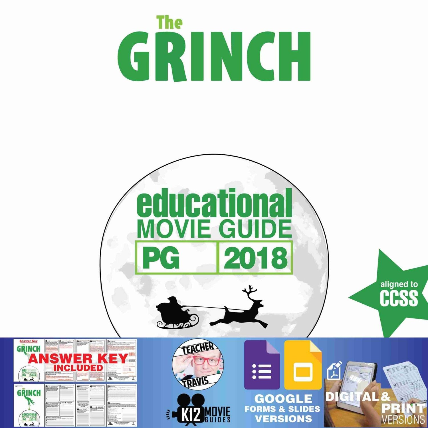 The Grinch Movie Guide | Questions | Worksheet | Google Formats (PG - 2018) Cover