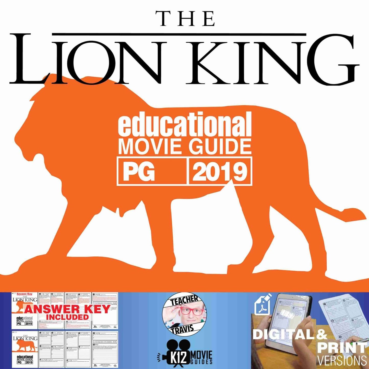 The Lion King *NEW* Movie Guide | Questions | Worksheet (PG - 2019) Cover