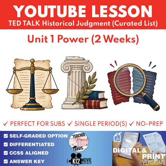 TED Talk Historical Judgment Unit 1 Power 2-week curriculum cover for grades 9–12