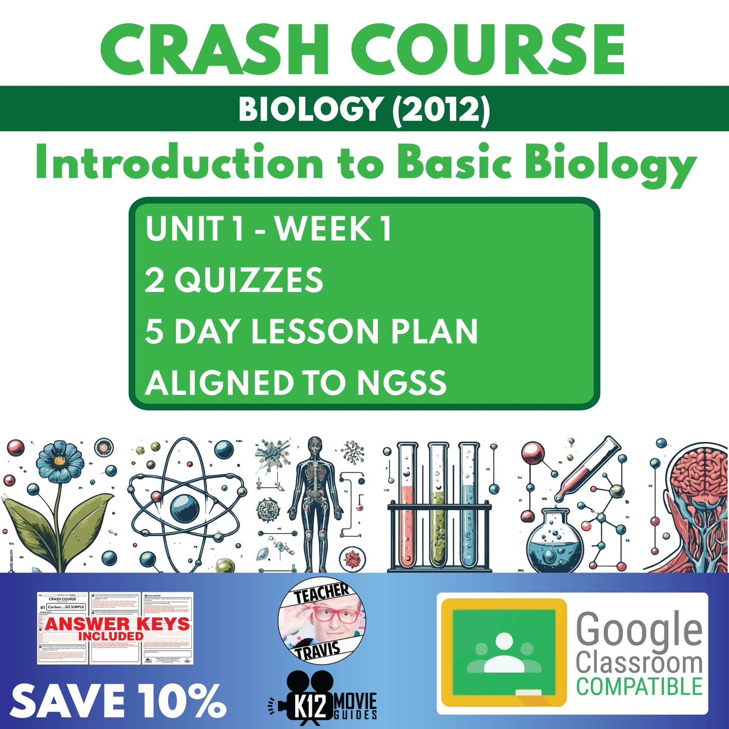 Crash Course Biology | U1W1 | 5 Day FREE Science Curriculum Cover
