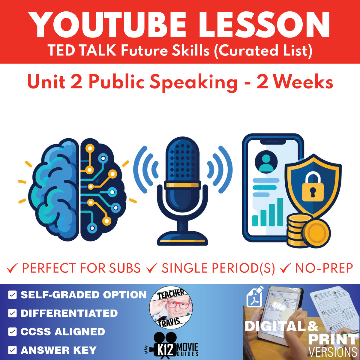 TED Talk Future Skills Unit 2 Public Speaking 2-week curriculum cover for grades 9–12