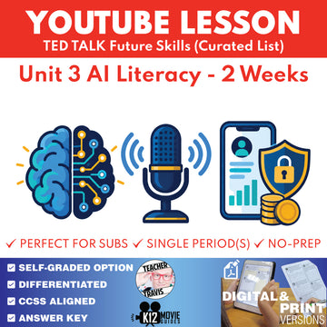 TED Talk Future Skills Unit 3 AI Literacy 2-week curriculum cover for grades 9–12