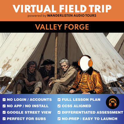 Valley Forge Virtual Field Trip App Lesson | Audio + Map + Quiz cover image