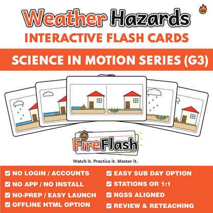 FireFlash | Weather Hazards & Solutions | Grade 3 Animated Science Cards