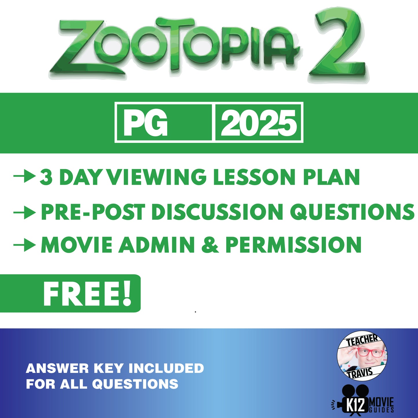 Free Zootopia 2 Movie Questions & Lesson Plan (PG - 2025) | Discussion Prompts