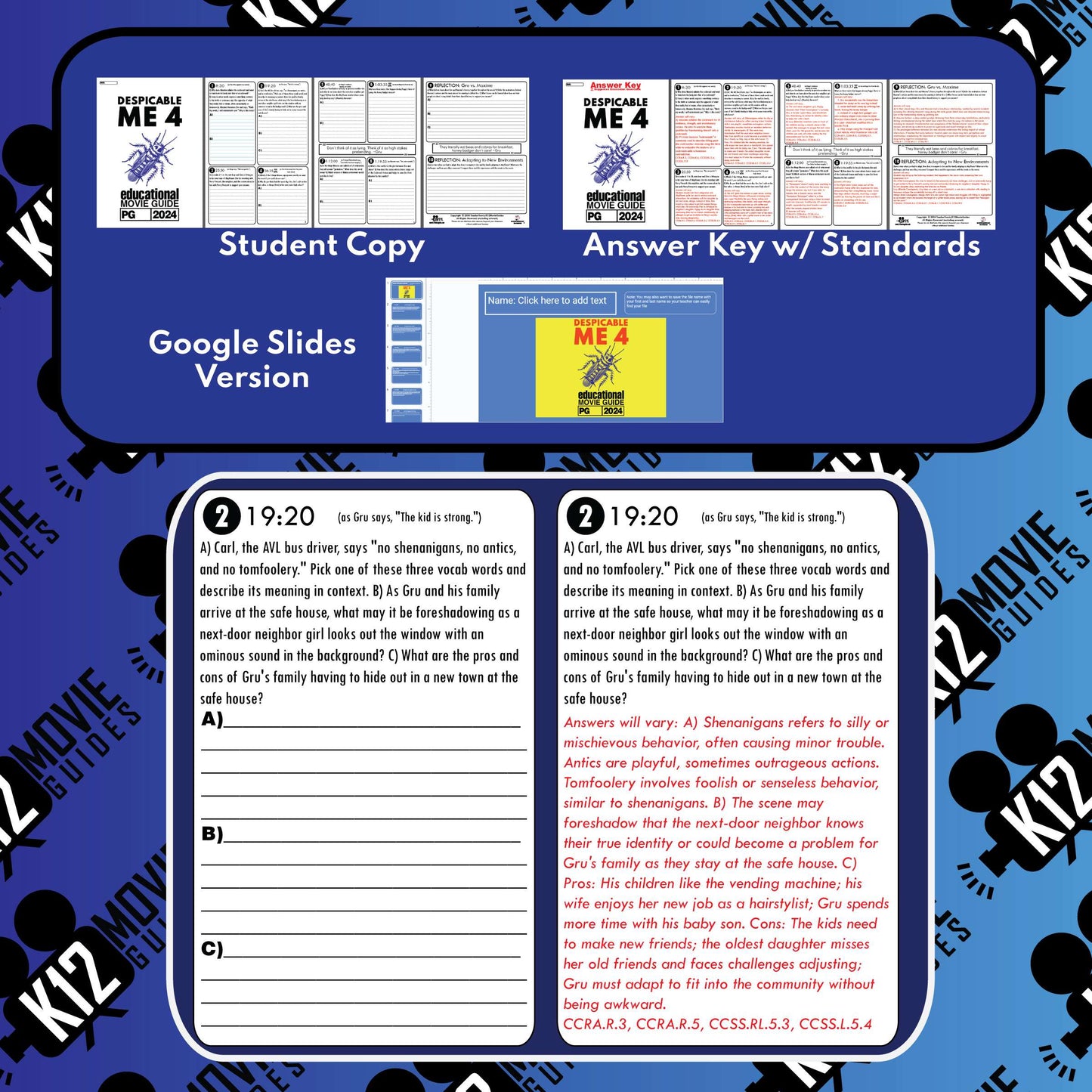 Despicable Me 4 (PG - 2024) Movie Guide Questions Sample