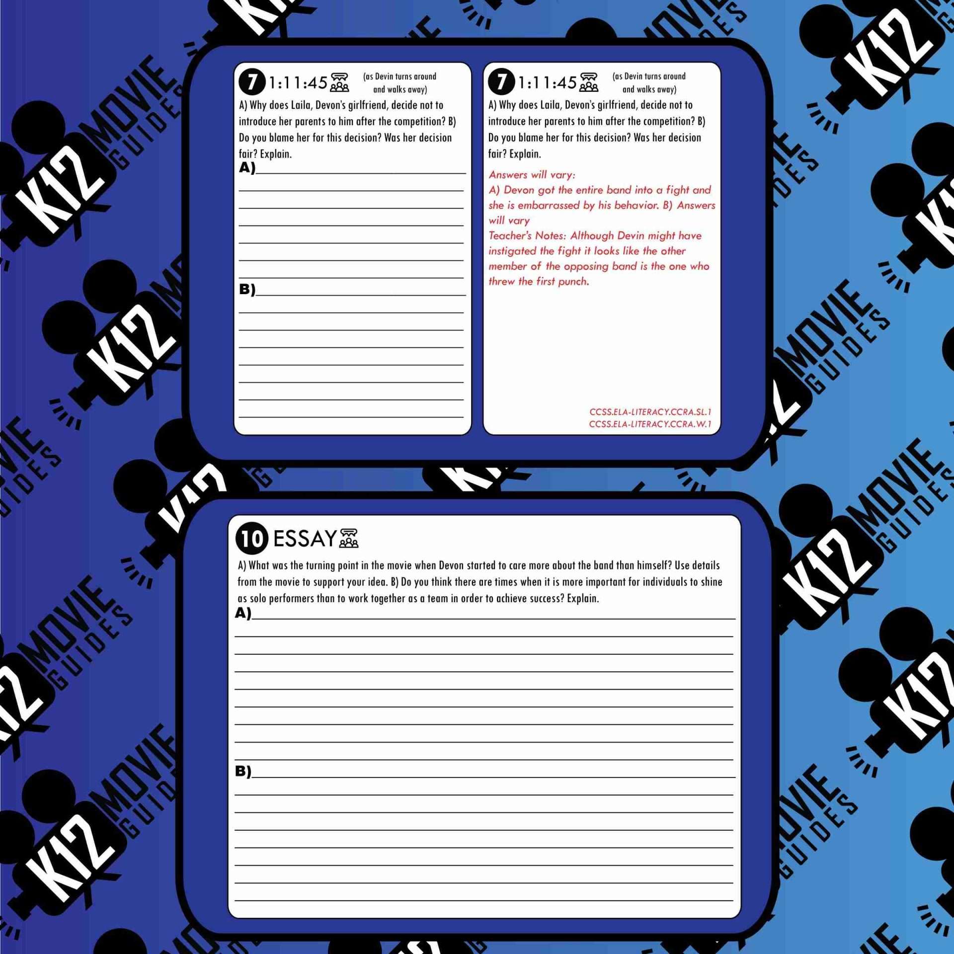 Drumline Movie Guide | Viewing Worksheet | Questions (PG13 - 2002) Sample