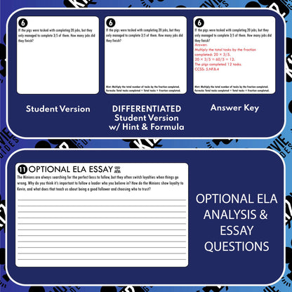 Minions Math Movie Guide Questions | Grades 3~5 Sample