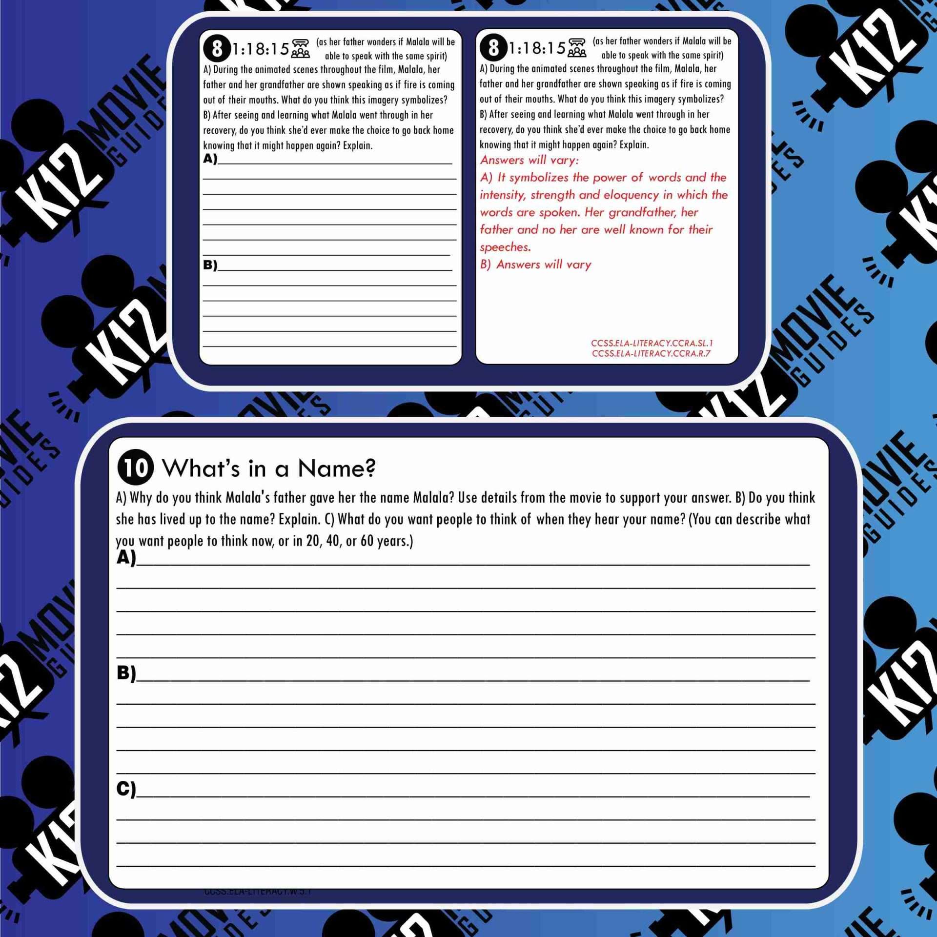 He Named Me Malala Movie Guide | Questions | Worksheet (PG13 - 2015) Free Sample
