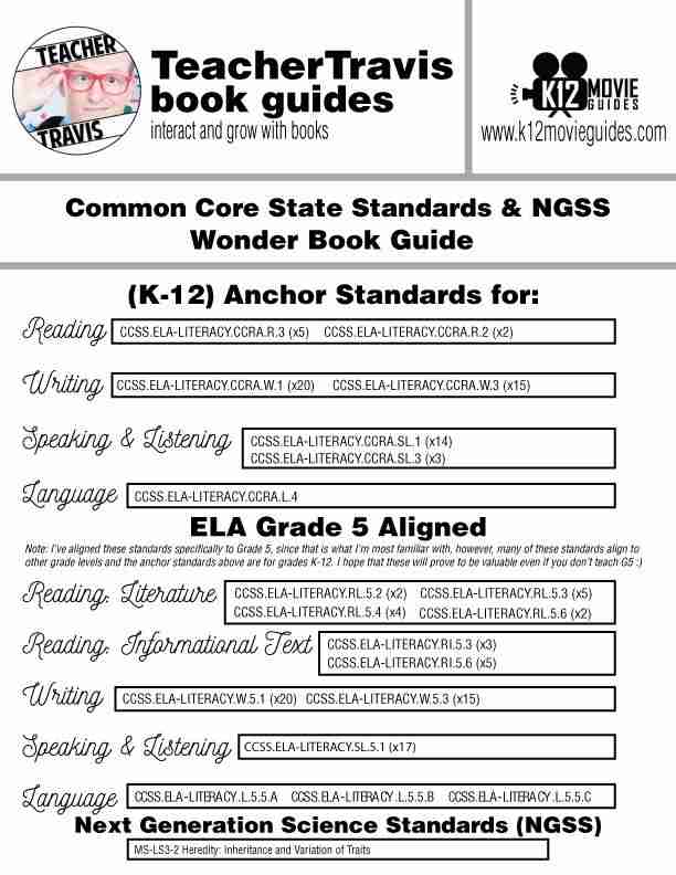 Wonder Book Study Guide - Chapter by Chapter High-Level Questions - Google Form - CCSS Alignment