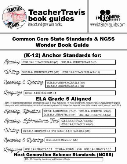 Wonder Book Study Guide - Chapter by Chapter High-Level Questions - Google Form - CCSS Alignment
